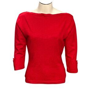 CCC Red Boat Neck Three Quarter Sleeve Top Soft Viscose Nylon Blend Size Small